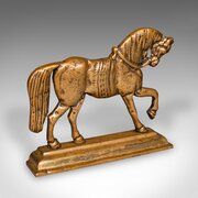 Antique Equine Horse Doorstop, English, Brass, 