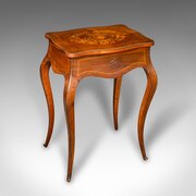 Antique Jewellery Table, French, Walnut, Side