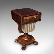 Antique Ladies Hobby Table, English, Drop Leaf