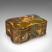 Antique Ladies Table Box, Italian, Lacquer, Oak