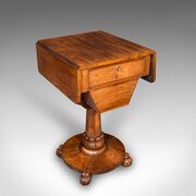 Antique Ladies Work Table, English, Drop-Leaf