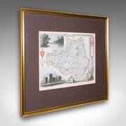Antique Map Of County Durham, English, Framed