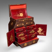 Antique Meiji Table Box, Japanese, Lacquered, Tea