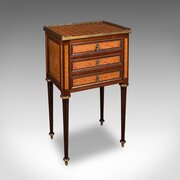 Antique Nightstand, French Walnut, Bedside Drawers