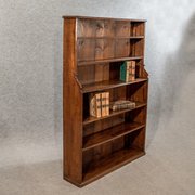 Antique Oak 5 Waterfall Open Bookcase Display 