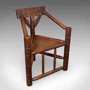 Antique Old Saxon Armchair, English, Oak, Seat