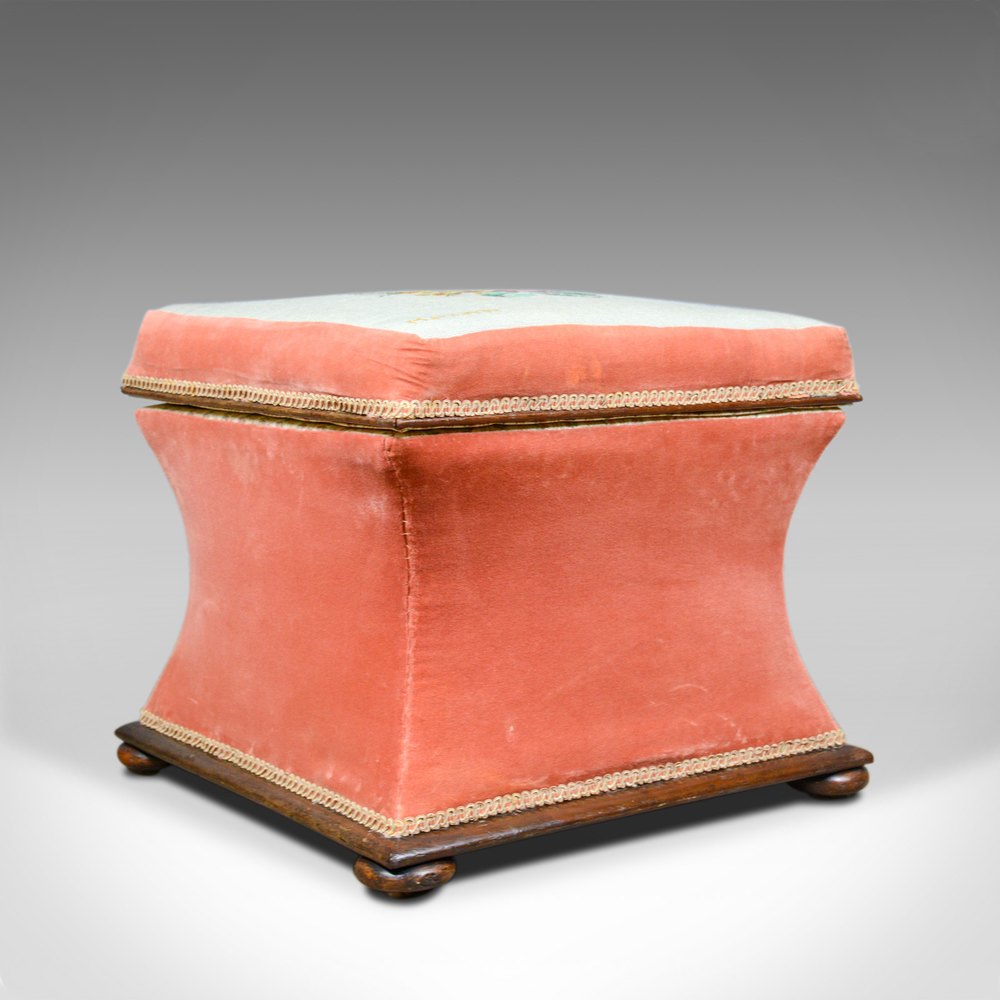 Antique Ottoman, Victorian, Needlepoint, Tapestry, Antiques Atlas