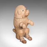 Antique Poodle Tobacco Jar, English, Fruitwood