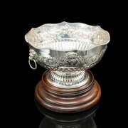 Antique Presentation Bowl, English, Silver Plate Mahogany