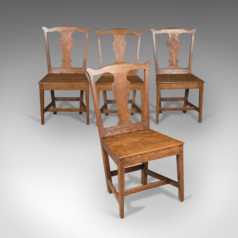 Antique Set Of 4 Chairs, English Country Kitchen ...