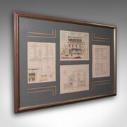Antique Set Of Architectural Plans, French, Framed