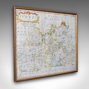 Antique Surrey Map, English, County Cartography