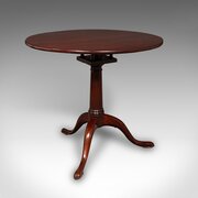 Antique Tripod Table, English, Tilt Top, Side