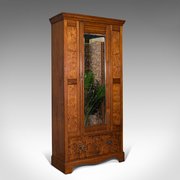 Antique Wardrobe, English, Pitch Pine, Closet