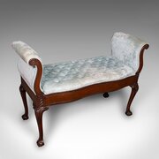 Antique Window Seat, English, Walnut, Duet Bench