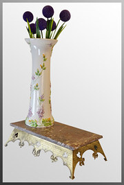 Art Nouveau Brass Marble Step Stand Footrest