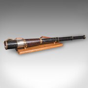 Large Antique 3-Draw Telescope, Irish, Brass