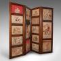 Large Antique 4-Panel Privacy Screen, English