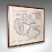 Large Antique Caribbean Map, Guadeloupe, Antigua