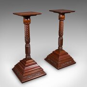 Large Antique Torchiere Pair, English, Bust Stands