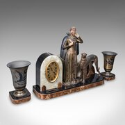 Large Vintage Figural Mantle Clock, French, Onyx