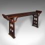Long Antique Altar Table, Oriental Elm, Display