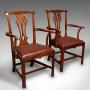 Pair Of Antique Carver Chairs, English, Elbow Seats