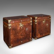 Pair Of Late Vintage Luggage Trunks, English