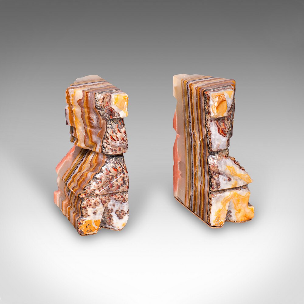 Antiques Atlas - Pair Of Vintage Aztec Figure Bookends, Agate ...