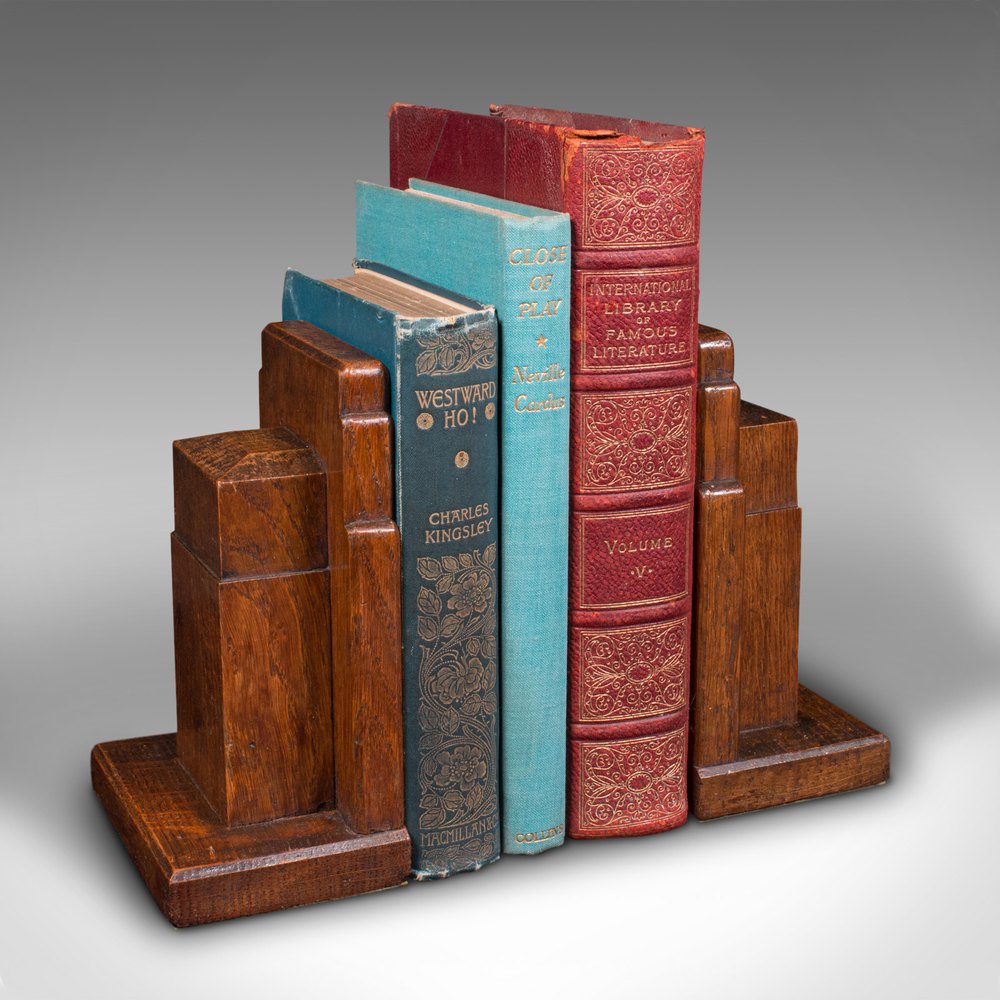 Antiques Atlas Pair Of Vintage Decorative Bookends, English, Oak