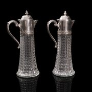 Pair Of Vintage Decorative Ewers, Italian, Glass