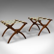 Pair Of Vintage Luggage Rests, English, Folding