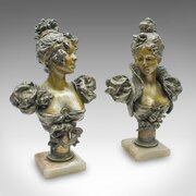 Pair Of Antique Figural Bookends, French Spelter Bronze
