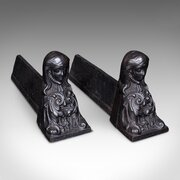 Pair Of Antique Figural Fireplace Chenets, French