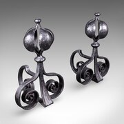 Pair of Antique Fireplace Andirons French Iron
