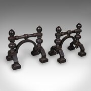 Pair Of Antique Fireside Tool Rests, English, Iron