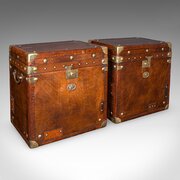 Pair Of Late Vintage Campaign Luggage Trunks