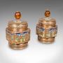 Pair of Small Antique Champleve Tea Caddies, Pots