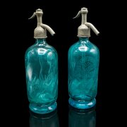 Pair Of Soda Syphons, French Glass, Seltzer Bottle