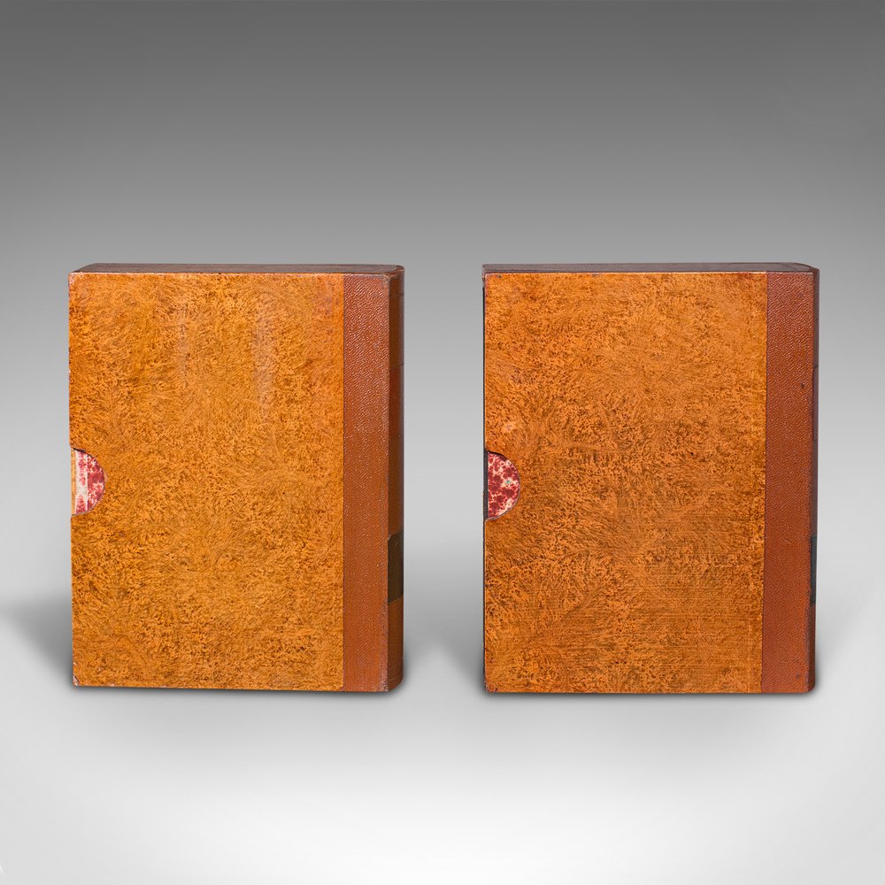 Antiques Atlas Pair Of Vintage Book Boxes, English, Leatherbound