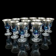 Set Of 12 Vintage Wine Goblets, Italian, Handmade