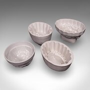 Set Of 4 Antique Jelly Moulds, English, Ceramic