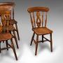 Set of 4 Antique Station Chairs, English, Kitchen