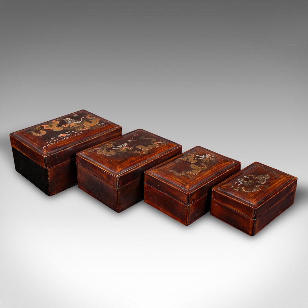 装飾BOX Antiques Atlas - Set Of 4 Vintage Nesting Boxes, Japanese, Lacquer