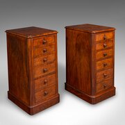 Tall Pair Of Antique Nightstands, English, Bedroom