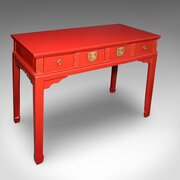 Vintage Art Deco Revival Hall Table Oriental Red Lacquer