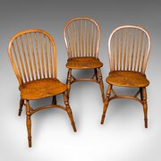 Trio Of Vintage Country Kitchen Chairs, English