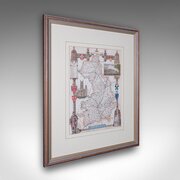 Vintage Cambridgeshire County Map, English, Framed