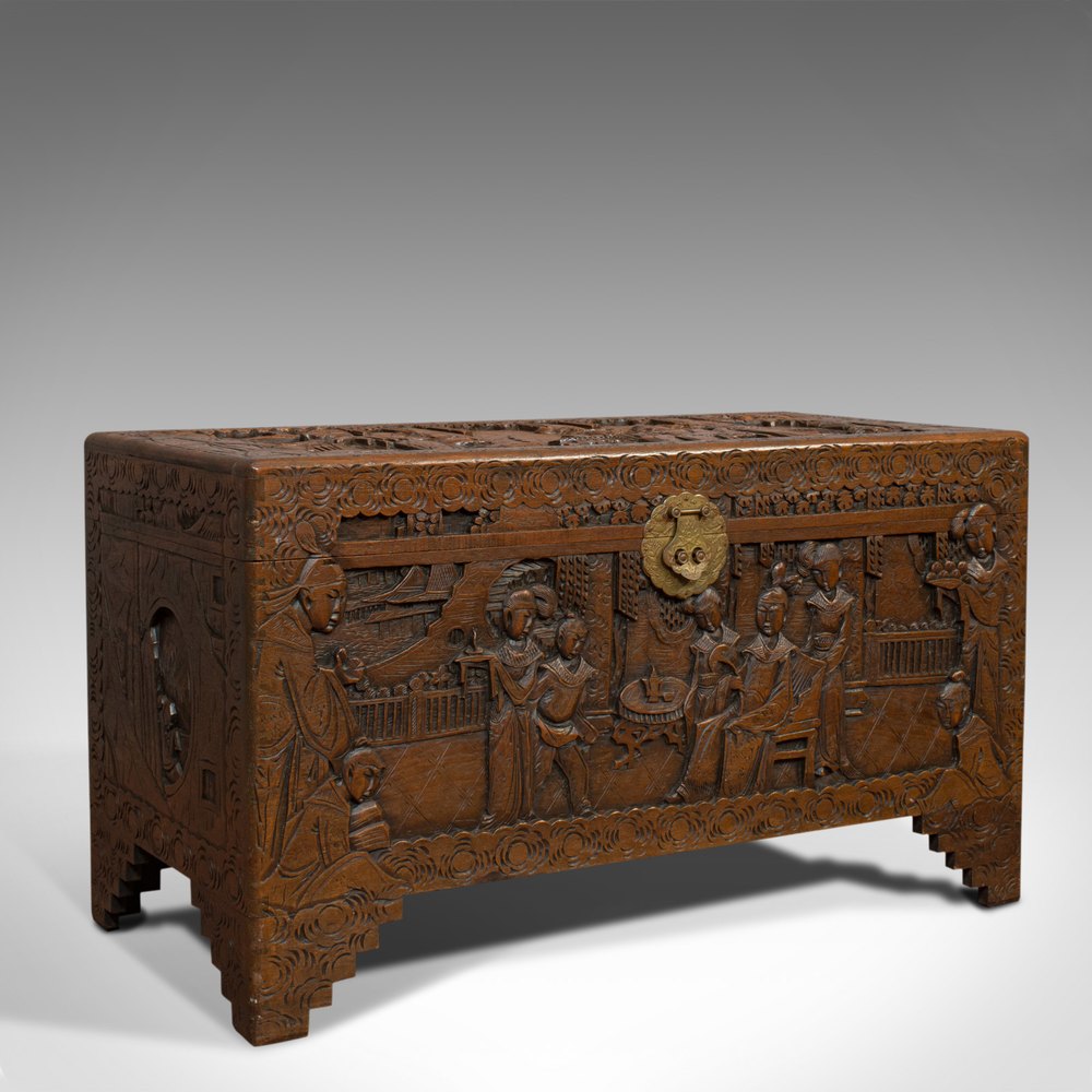 Vintage Carved Chest, Oriental, Camphorwood, Trunk Antiques Atlas