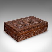 Vintage Carved Cigar Box, Oriental, Teak, Keepsake